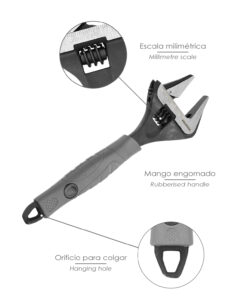 Llave Ajustable Gran Apertura Compact. Cromo Vanadio 8