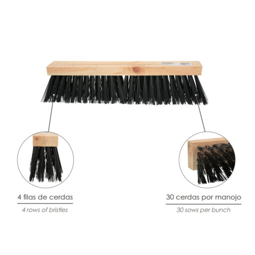 Cepillo Barrendero Industrial Fibra PVC Soporte Madera 50 cm. (Sin Mango)