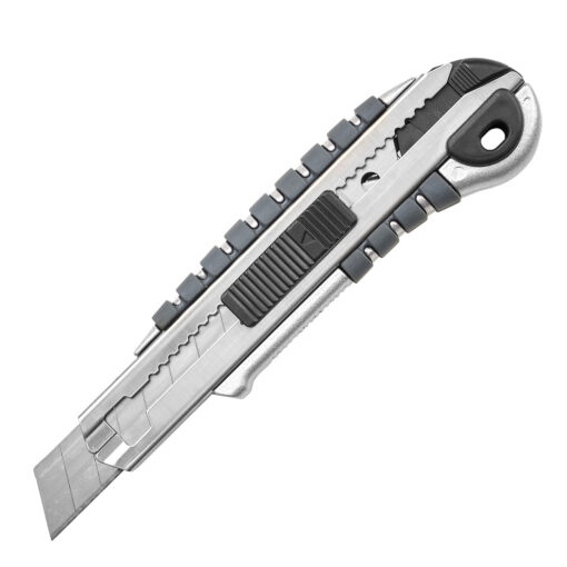 Cutter Profesional de Aluminio Hoja de 18 mm. Incluye 5 cuchillas. Cuter Cuerdas Carton