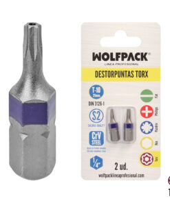 Puntas Destornillador Torx 10 Inviolable (2 Piezas). Acero S2 al Cromo Vanadio. Puntas Hexagonales