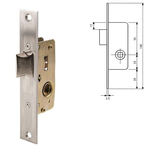 Cerradura Tesa 2215/28/ai    Sin Gancho