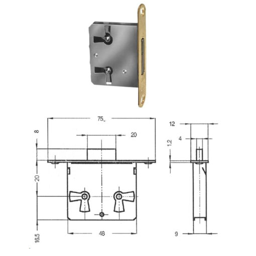 Cerradura Mueble Sin Llave 32/20 mm.