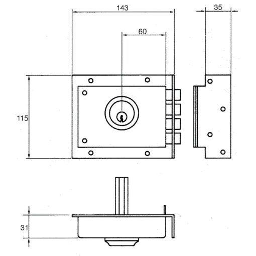 Cerradura Jis  230           8x12/ Derecha