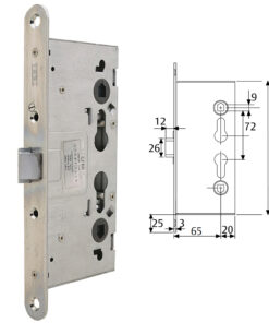 Cerradura Tesa Antipanico Cf60 /65 mm. frente Zincado