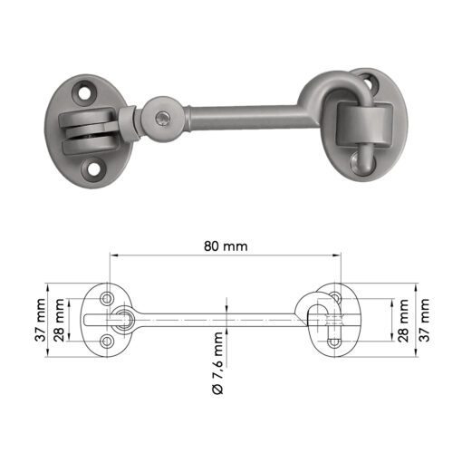 Aldabilla Multiusos Reforzada Con Tornillos 100 Mm Latón Niquelado Mate