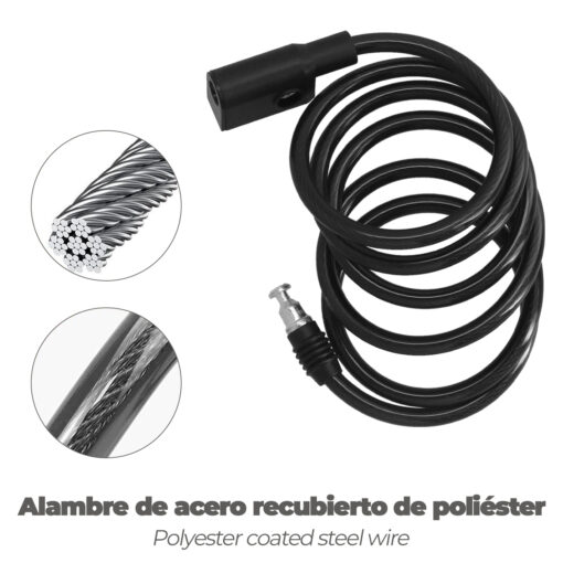 Cable Bicicleta Espiral Con Llave Ø 8 mm. x 150 cm.