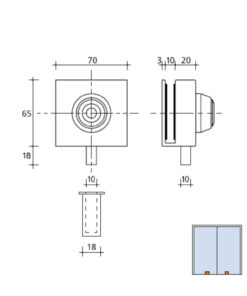 Cerradura CBM 2005 Puerta Cristal Llave Tubular