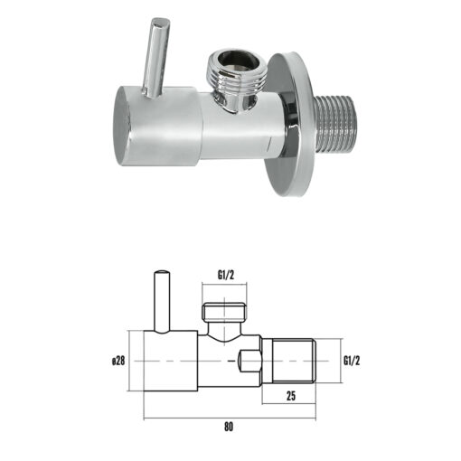 Llave De Escuadra Cerámica 1/2" - 1/2"