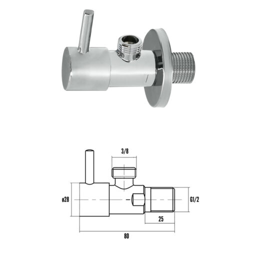 Llave De Escuadra Cerámica 1/2" - 3/8"