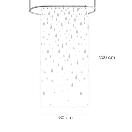 Cortina Ducha Gotas Gris 180x200 cm. Impermeable