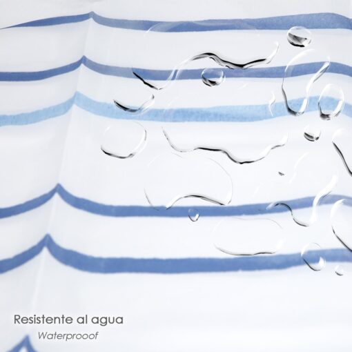 Cortina Ducha Rayas Azules 180x200 cm. Impermeable