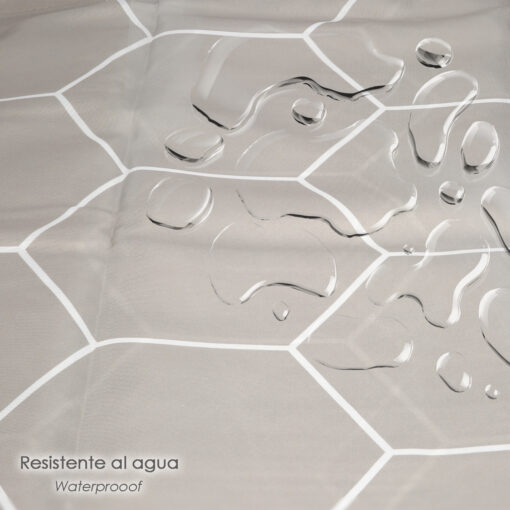 Cortina Ducha Formas Geometricas Beige 180x200 cm. Impermeable