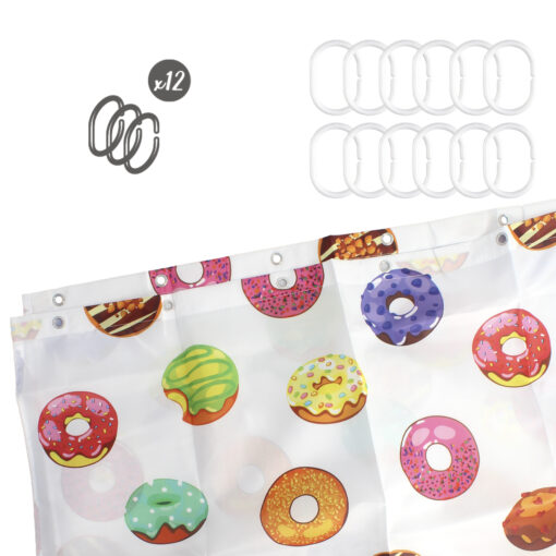 Cortina Ducha Donuts 180x200 cm. Impermeable