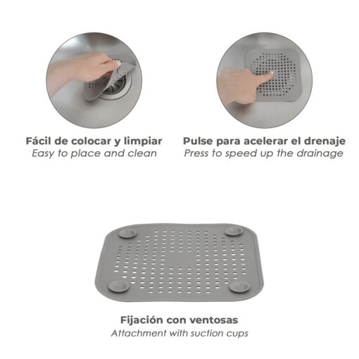 Protector Desagüe Silicona Cocina Baño 145 x 145 mm.