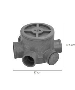 Bote Sifónico PVC Tuberias Ø 110 mm. Salidas Ø 50 y 40 mm. Altura 105 mm.