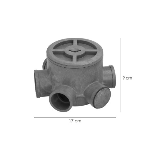 Bote Sifónico PVC Tuberias Ø 110 mm. Salidas Ø 50 y 40 mm. Altura 90 mm.