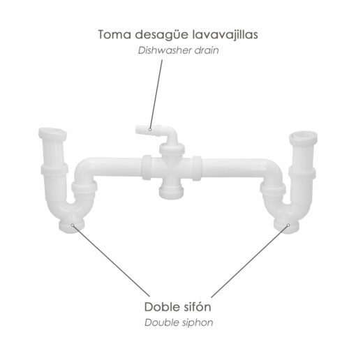 Sifon Doble Con Racor 1 1/2" Salida Ø 40 Mm Extralargo