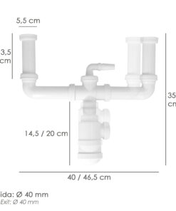 Sifon Doble Extensible Con Botella Salida 1 1/2