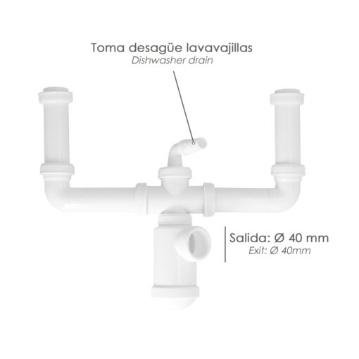 Sifon Doble Extensible Con Botella Salida 1 1/2" Salida Ø 40 mm.