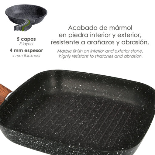 5 cm. Mango Engomado / 5 capas / Acabado Piedra / Todo Tipo de Cocinas / Grill