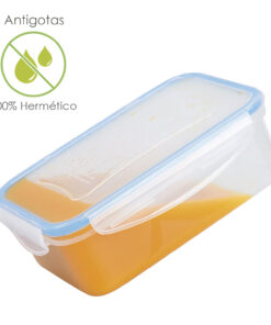 Recipiente Hermetico Plastico Rectangular 2.500 ml. 25x18x8.5 (Alt.) cm.