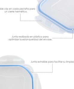 Recipiente Hermetico Plastico Rectangular 3.800 ml. 28x21x9.5 (Alt.) cm.