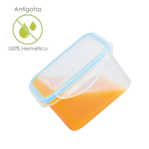 Recipiente Hermetico Plastico Cuadrado 170 ml.  8.5x8.5x5 (Alt.) cm.