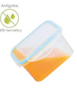 Recipiente Hermetico Plastico Cuadrado 700 ml.  13x13x7 (Alt.) cm.