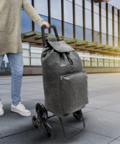 Carro De La Compra 6 Ruedas Sube Escaleras Gris Jaspeado 54 Litros Carrito De La Compra Poliester. Bolsa Térmica Refrigeración