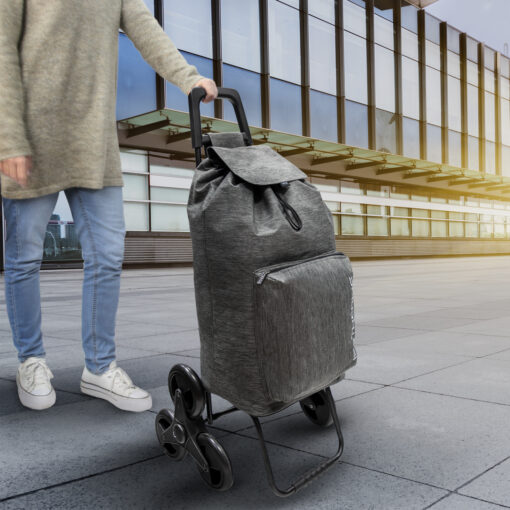 Carro De La Compra 6 Ruedas Sube Escaleras Gris Jaspeado 54 Litros Carrito De La Compra Poliester. Bolsa Térmica Refrigeración