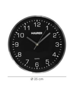 Reloj De Pared Ø 25 Cm Negro