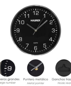 Reloj De Pared Ø 25 Cm Negro