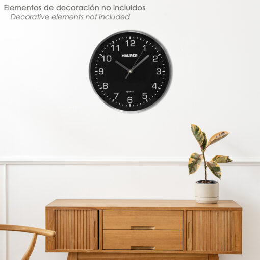 Reloj De Pared Ø 25 Cm Negro