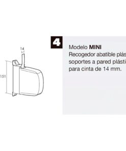 Recogedor Persiana Mini  6 Metros Abatible Cinta 14 mm.