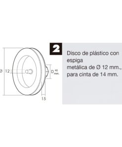 Disco Persiana Plastico Espiga Metalica 136x40 mm. Cinta 14 mm.