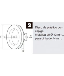 Disco Persiana Plastico Espiga Metalica 120x40 mm. Cinta 14 mm.