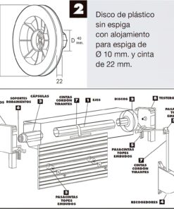 Disco Persiana Plastico Octogonal  130x40 mm. Cinta 22 mm.