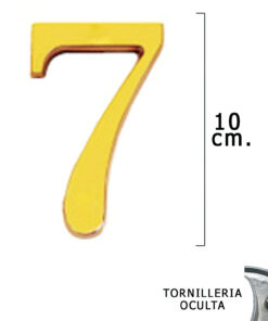 Numero Latón "7" 10 cm. con Tornilleria Oculta (Blister 1 Pieza)