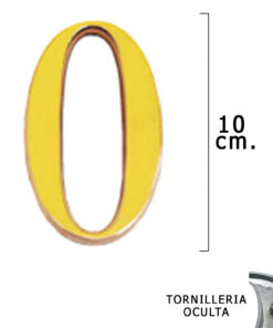 Numero Latón "0" 10 cm. con Tornilleria Oculta (Blister 1 Pieza)