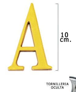 Letra Latón "A" 10 cm. con Tornilleria Oculta (Blister 1 Pieza)