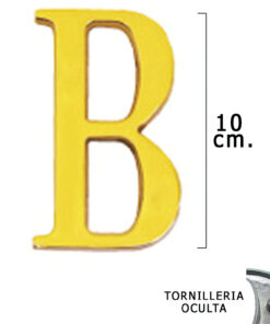 Letra Latón "B" 10 cm. con Tornilleria Oculta (Blister 1 Pieza)
