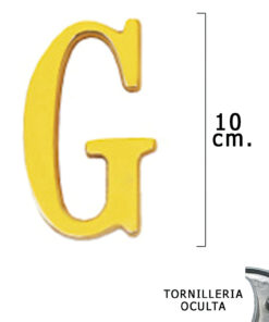 Letra Latón "G" 10 cm. con Tornilleria Oculta (Blister 1 Pieza)