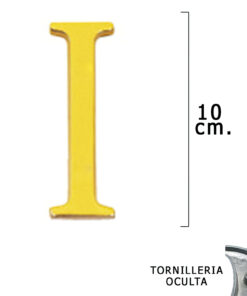 Letra Latón "I" 10 cm. con Tornilleria Oculta (Blister 1 Pieza)