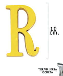Letra Latón "R" 10 cm. con Tornilleria Oculta (Blister 1 Pieza)