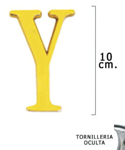 Letra Latón "Y" 10 cm. con Tornilleria Oculta (Blister 1 Pieza)