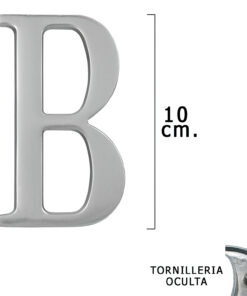 Letra Metal "B" Plateada Mate 10 cm. con Tornilleria Oculta (Blister 1 Pieza)