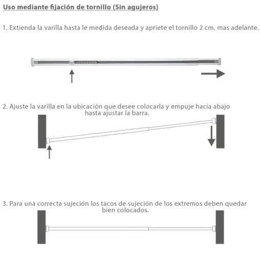 Barra Visillo Extensible 37.5/60 cm. Con Muelle Presion Ajustable  (1 Pieza)