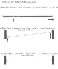 Barra Visillo Extensible 52.5/90 cm. Con Muelle Presion Ajustable  (1 Pieza)