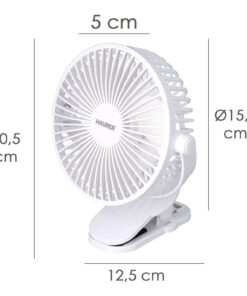 Ventilador Con Clip Sobremesa Ø 15 cm. Recargable