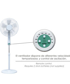 Ventilador Suelo Silencioso Con Mando. Ø 43 cm. Altura 140cm. 55 watt. 55 watt. Ventilador programable. Ventilador oscilante.